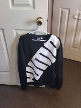 Puma Black Crewneck with Bold White Diagonal Script